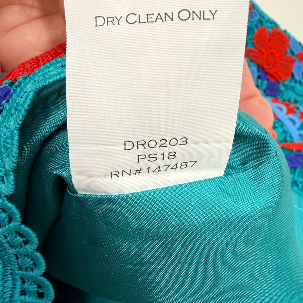 Draper James Size 10 Floral Lace Dress Party Cocktail Sleeveless Red Blue Teal - Picture 8 of 11